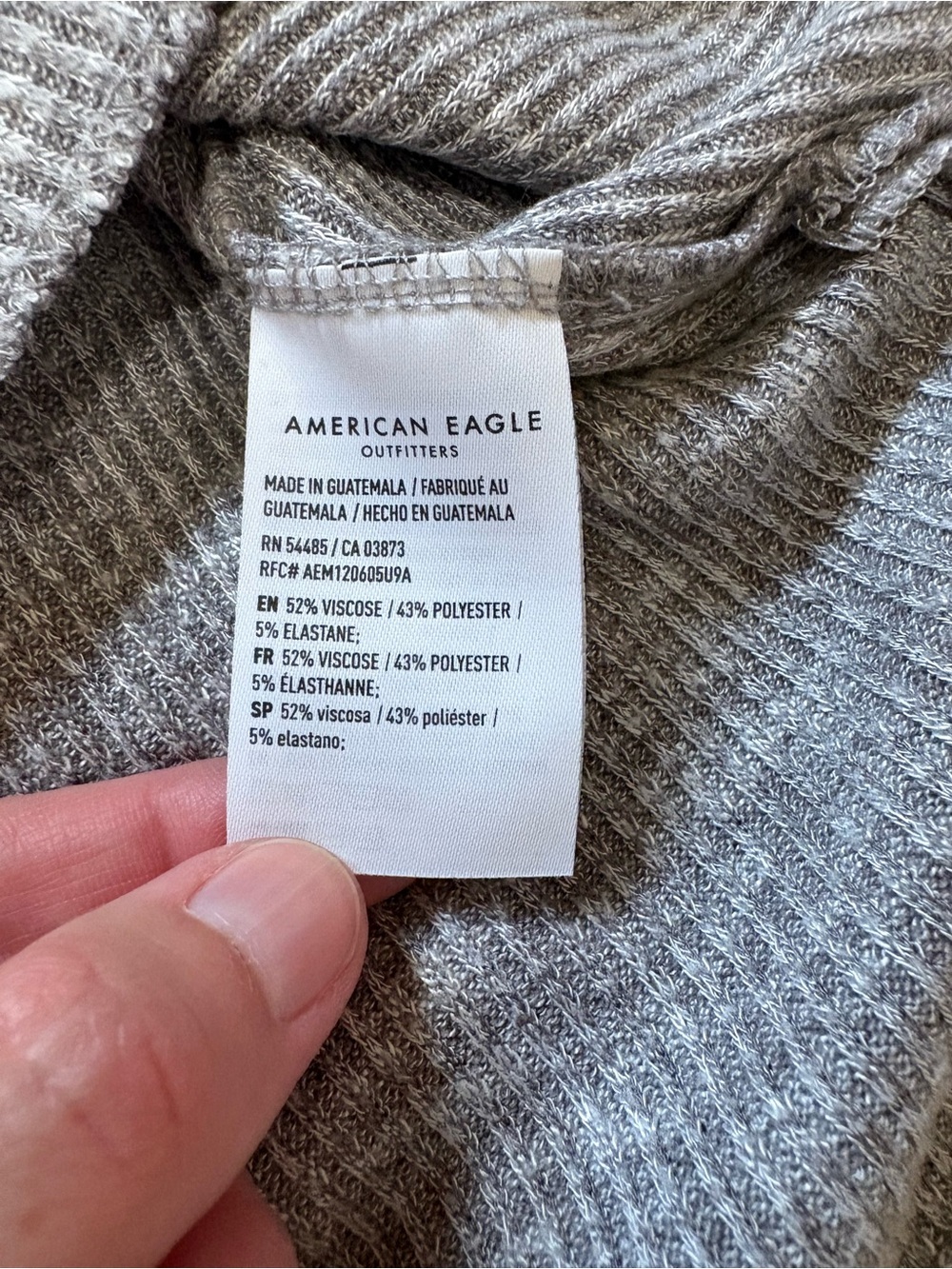 American Eagle Gray Ribbed Henley Top women’s size XL - Picture 5 of 8